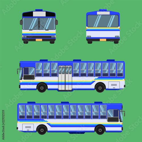 thai bus blue sky yellow white transport car vehicle driver fare passenger autobus omnibus coach rail bench chair stool armchair seat mattress bolster hassock pad vector illustration