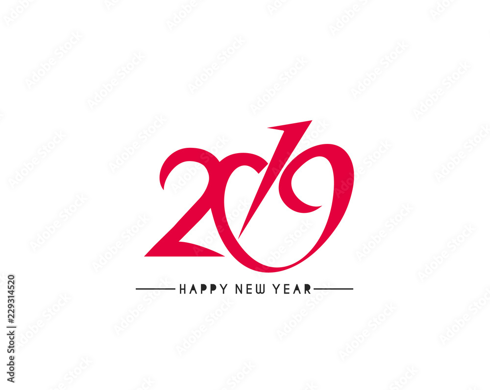 Happy New Year 2019 Text Design  Patter, Vector illustration.