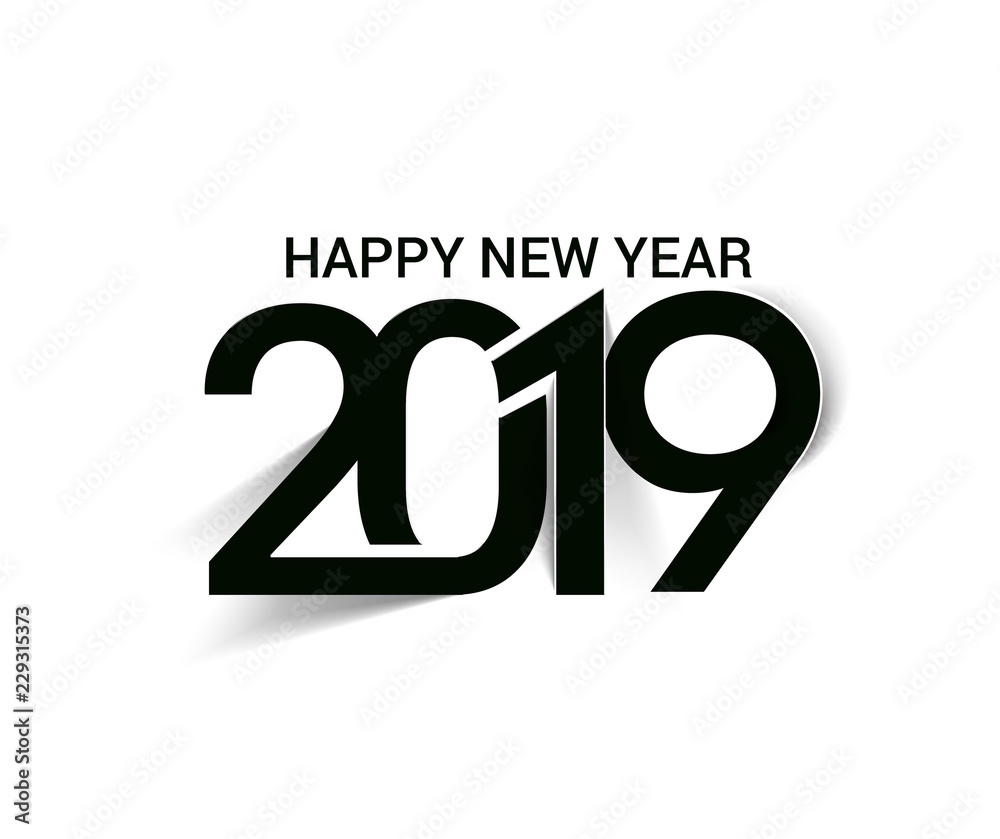 Happy New Year 2019 Text Design Patter, Vector illustration. Happy New Year 2019 Text Design Patter, Vector illustration.
