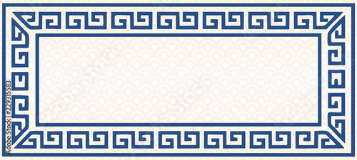 Traditional Chinese Blue Porcelain And White Jade Colors Background, The Great Wall Frame 