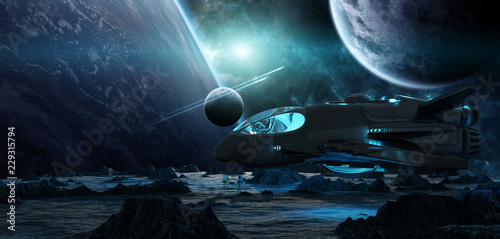 Fototapeta Naklejka Na Ścianę i Meble -  Astronauts exploring an asteroid 3D rendering elements of this image furnished by NASA