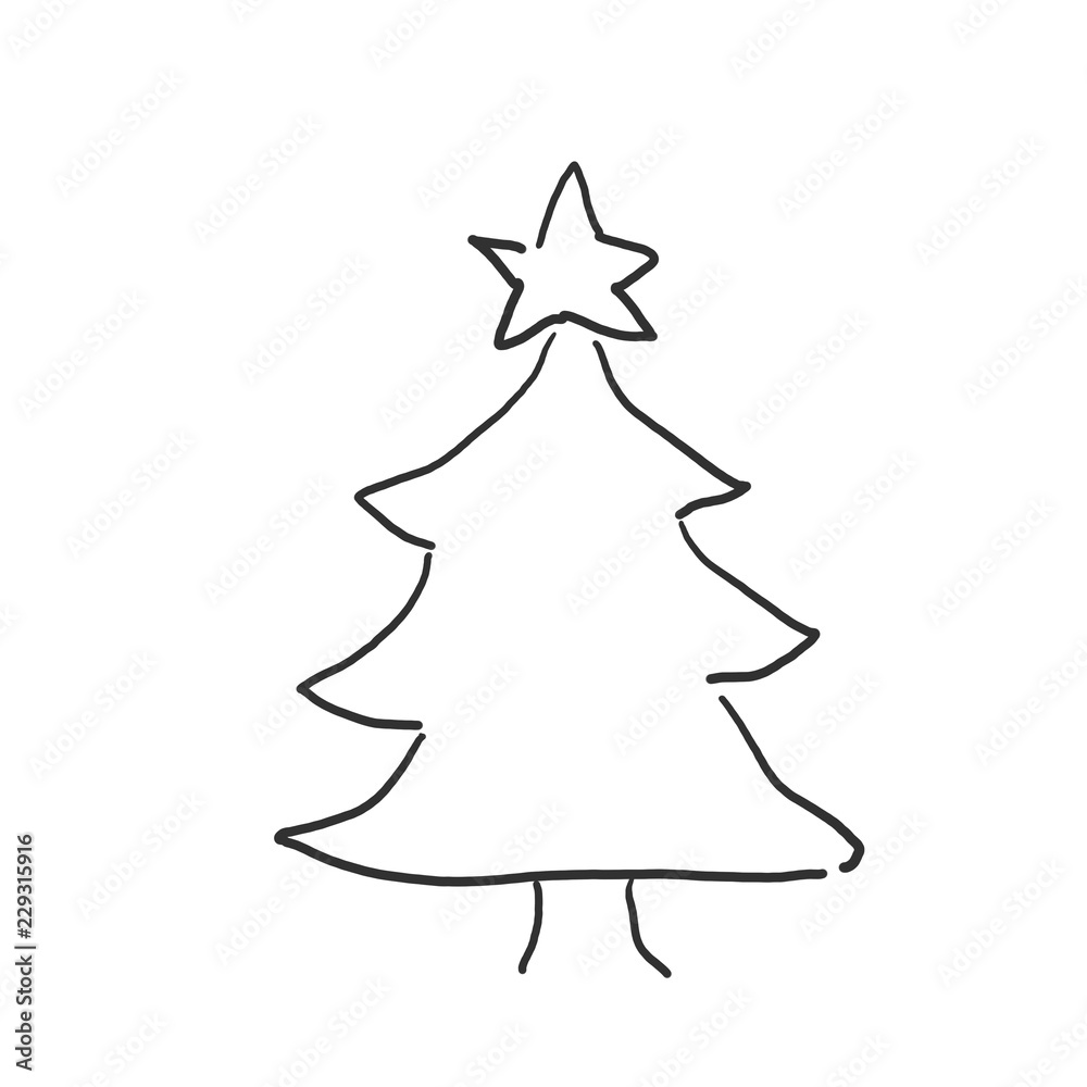 クリスマスツリー落書き風ゆるいイラスト Stock イラスト Adobe Stock