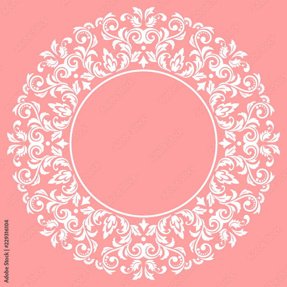 Decorative frame Elegant vector element for design in Eastern style, place for text. Floral pink border. Lace illustration for invitations and greeting cards Decorative frame Elegant vector element for design in Eastern style, place for text. Floral pink border. Lace illustration for invitations and greeting cards