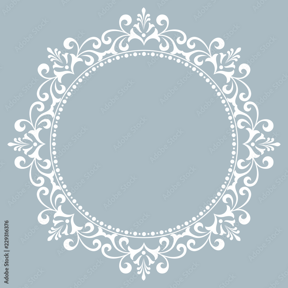 Decorative frame Elegant vector element for design in Eastern style, place for text. Floral blue border. Lace illustration for invitations and greeting cards Decorative frame Elegant vector element for design in Eastern style, place for text. Floral blue border. Lace illustration for invitations and greeting cards