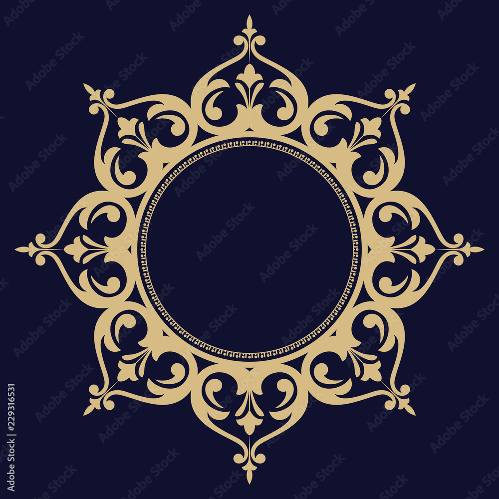 Decorative frame Elegant vector element for design in Eastern style, place for text. Floral golden border. Lace illustration for invitations and greeting cards. Decorative frame Elegant vector element for design in Eastern style, place for text. Floral golden border. Lace illustration for invitations and greeting cards.