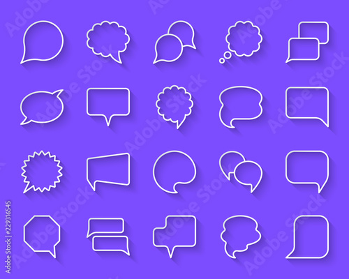 Speech Bubble simple paper cut icons vector set