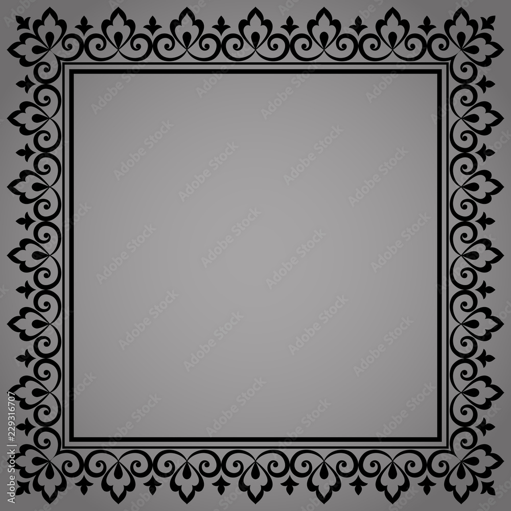 Decorative frame Elegant vector element for design in Eastern style, place for text. Floral black border. Lace illustration for invitations and greeting cards Decorative frame Elegant vector element for design in Eastern style, place for text. Floral black border. Lace illustration for invitations and greeting cards