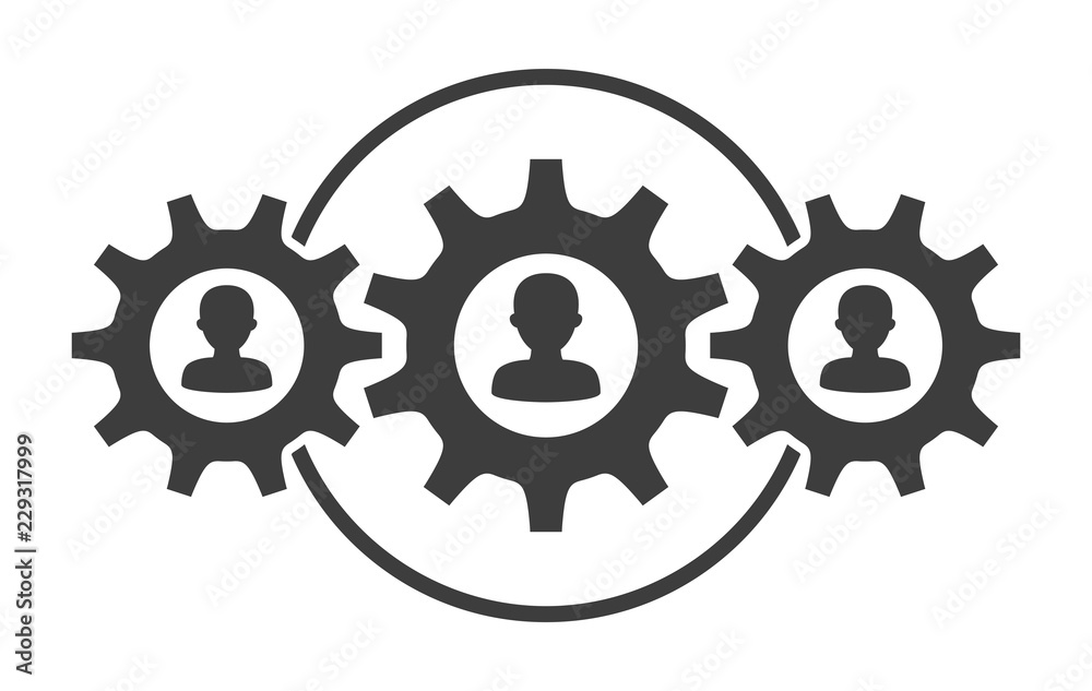 Teamwork concept with people icons in gear mechanism Teamwork concept with people icons in gear mechanism