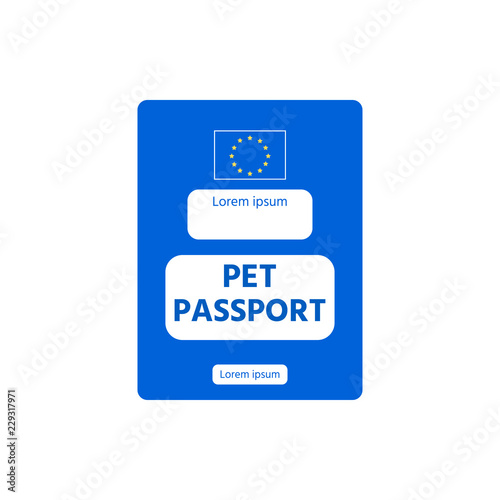 Personal passport for travel with dog or cat. Pet passport icon of document for pet.