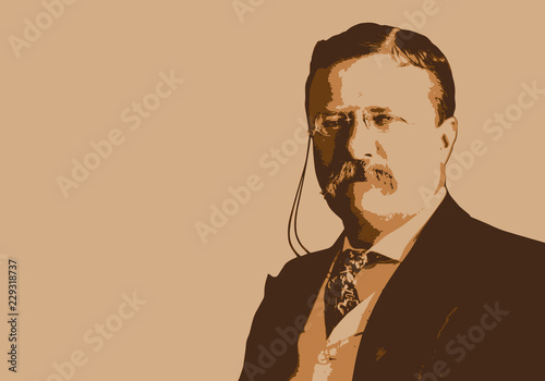 Portrait de Théodore Roosevelt, célèbre président des États-Unis du début du 20ème siècle photo