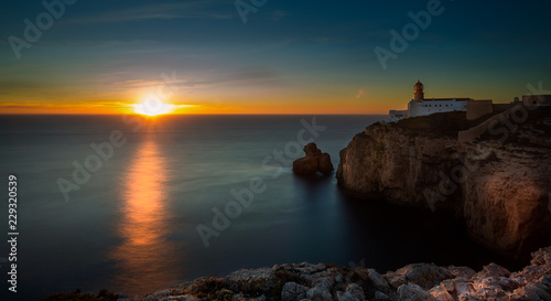 Painting the Ocean. 57'' long exposure at sunset of the Lighthouse in Cabo São Vicente, Sagres, Portugal.