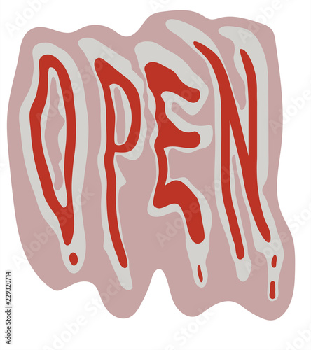 open multi-colored liquid dripping lettering red and pink