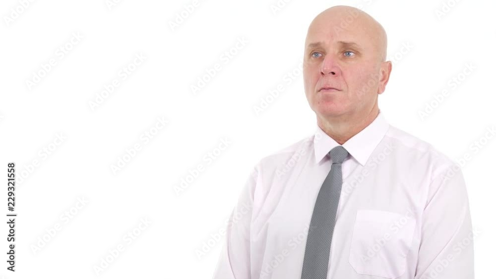 Serious Businessman Presentation with White Background Serious Businessman Presentation with White Background