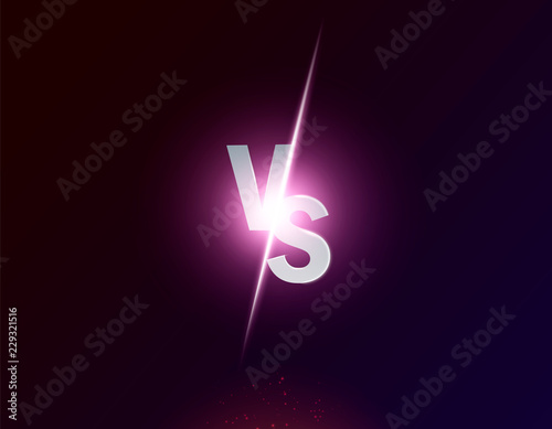 Blue neon versus logo vs letters for sports and fight competition. Battle vs match, game concept competitive vs. Vector illustration