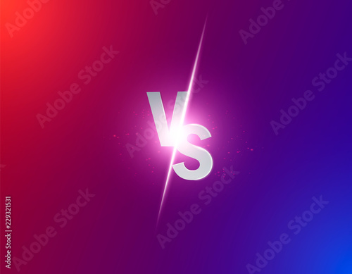 Blue neon versus logo vs letters for sports and fight competition. Battle vs match, game concept competitive vs. Vector illustration