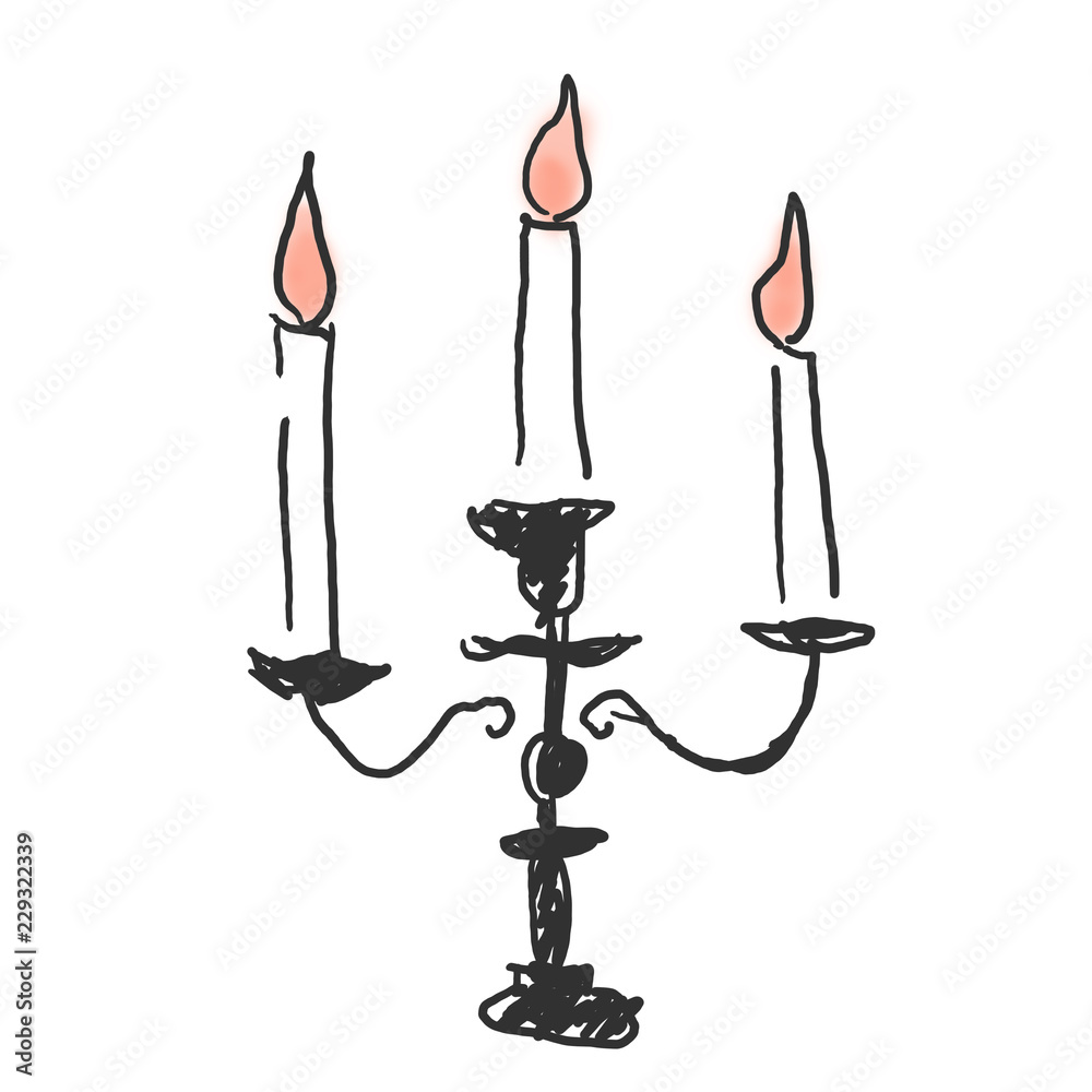 キャンドルスタンド クリスマスイメージ落書き風ゆるいイラスト Stock イラスト Adobe Stock