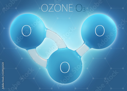 O3 ozone 3d molecule isolated on abstract background photo