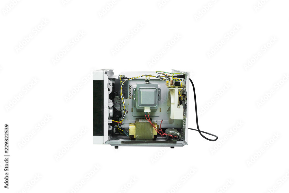 Isolated Broken microwave oven Isolated Broken microwave oven