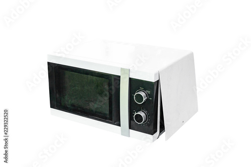 Isolated Broken microwave oven
