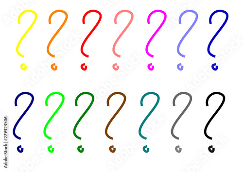 question mark multi colored interrogation points vector drawing