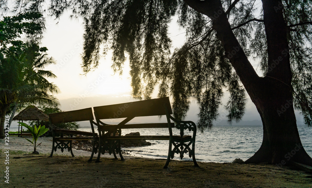 Two chair on sand beach in afternoon Two chair on sand beach in afternoon