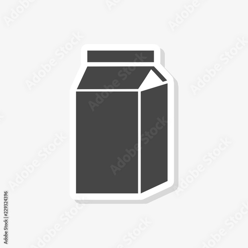 Milk carton box isolated on white, sticker