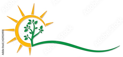 Tree symbol with sun.