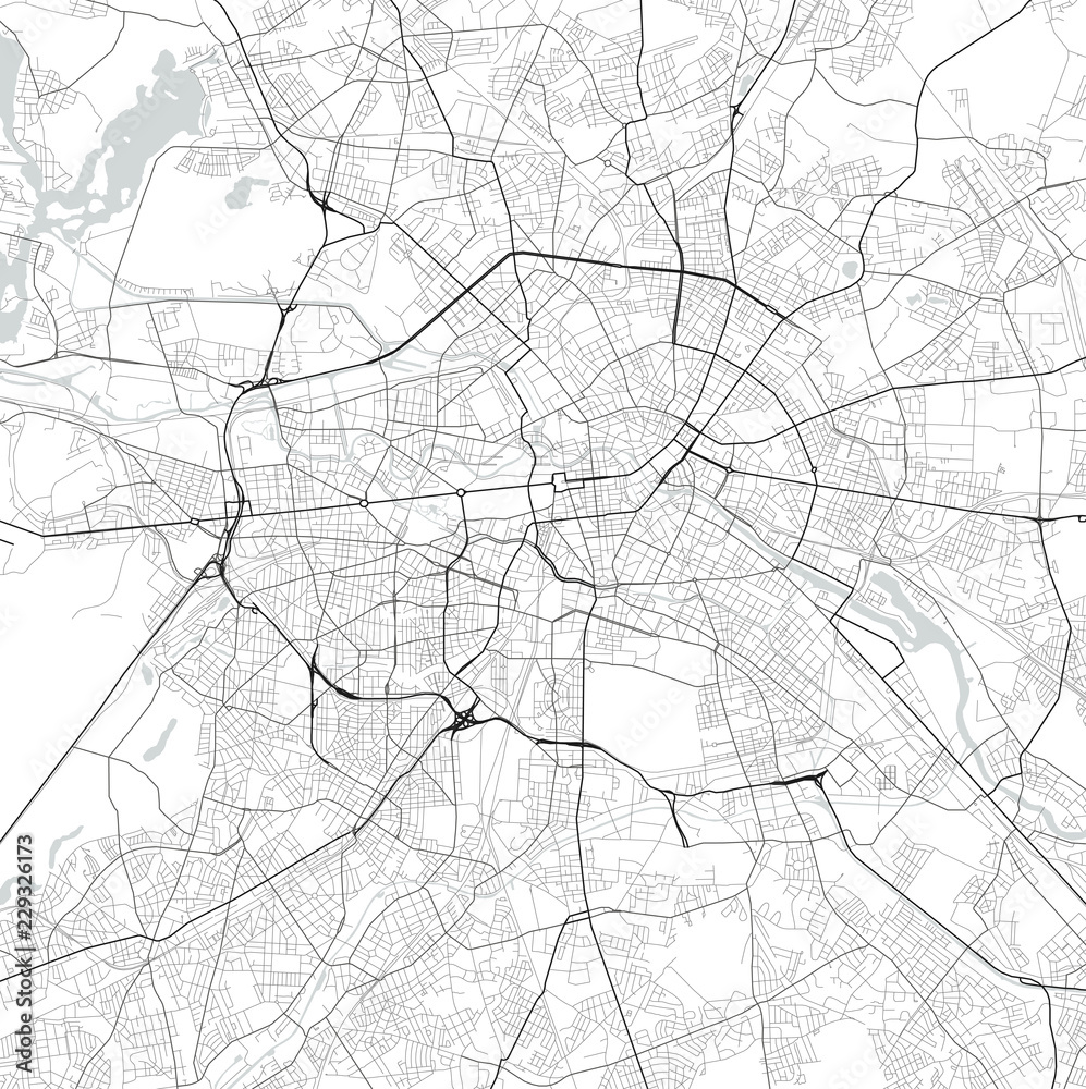 Obraz premium Wektor mapa miasta Berlina w czerni i bieli
