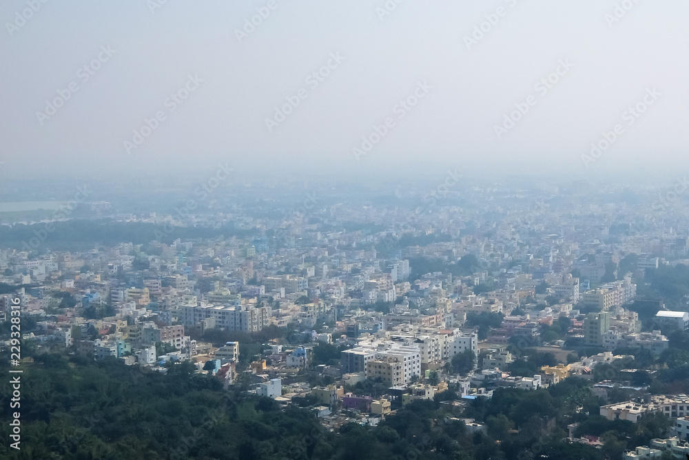 Tirupati, India. View of Tirupati cityscape from Tirumala hill.