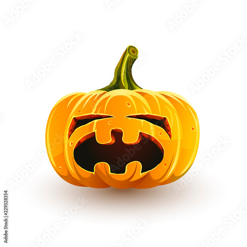 Crying Halloween pumpkin. Jack-o'-lantern for Halloween isolated on white background