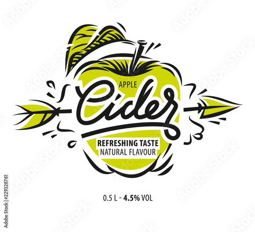 Apple shot with arrow, cider label template, beverage package design