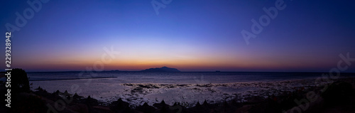 Sunrise panorama over the Red sea and Tiran island.