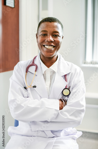 Happy doctor at a hospital