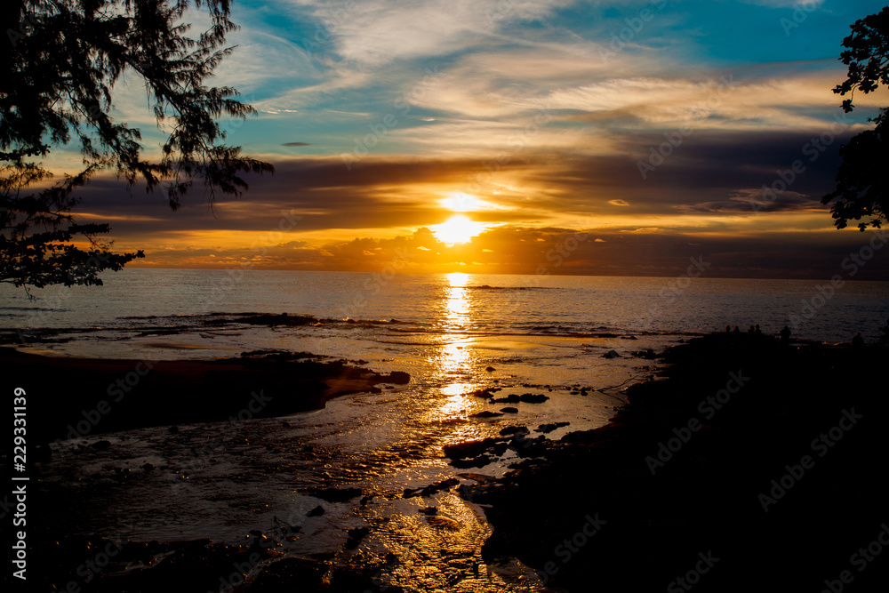 silhouette of beach sunset