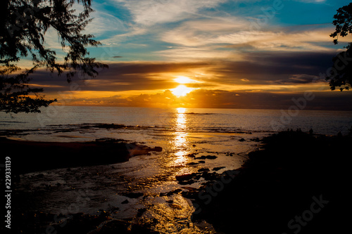 silhouette of beach sunset