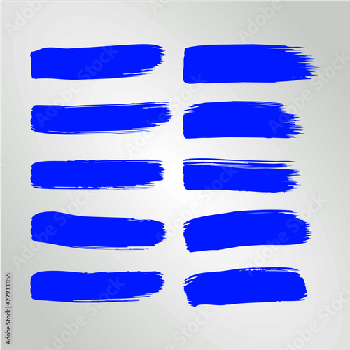 Vector blue ink paint brush stroke set Hand drawn grunge decorative brush strokes design element collection isolated Underline circle half and border design