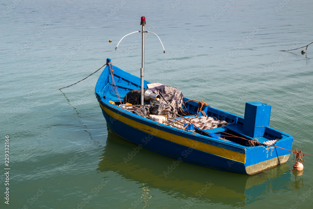 Obraz premium Small wooden boat in the bay, Rabat, Morocco