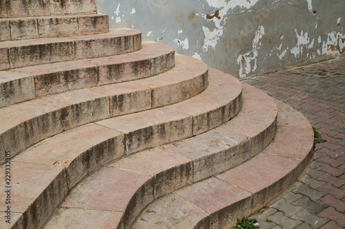 Curved stairs at the building entrance