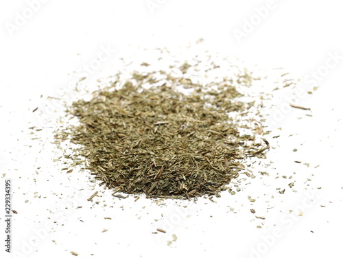 Dry chopped parsley pile isolated on white background
