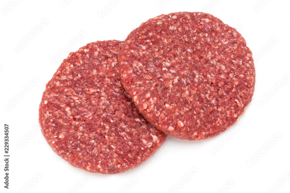 Raw fresh hamburger meat isolated on white. Raw fresh hamburger meat isolated on white.