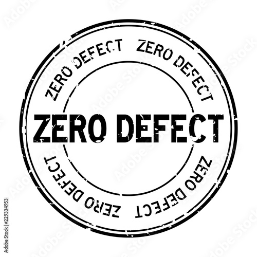 Grunge black zero defect word round rubber seal stamp on white background