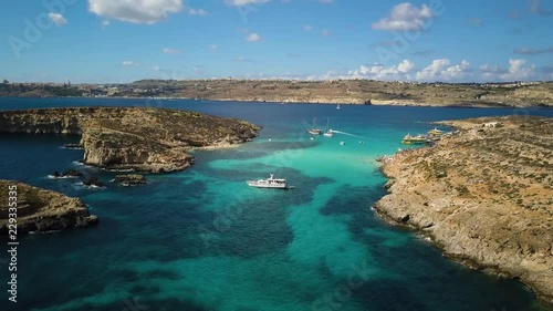 4k Drone - The Blue Lagoon, Mediterranean Sea.  Comino Island, Malta photo