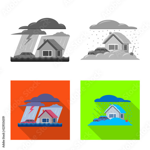 Vector design of natural and disaster sign. Collection of natural and risk vector icon for stock.