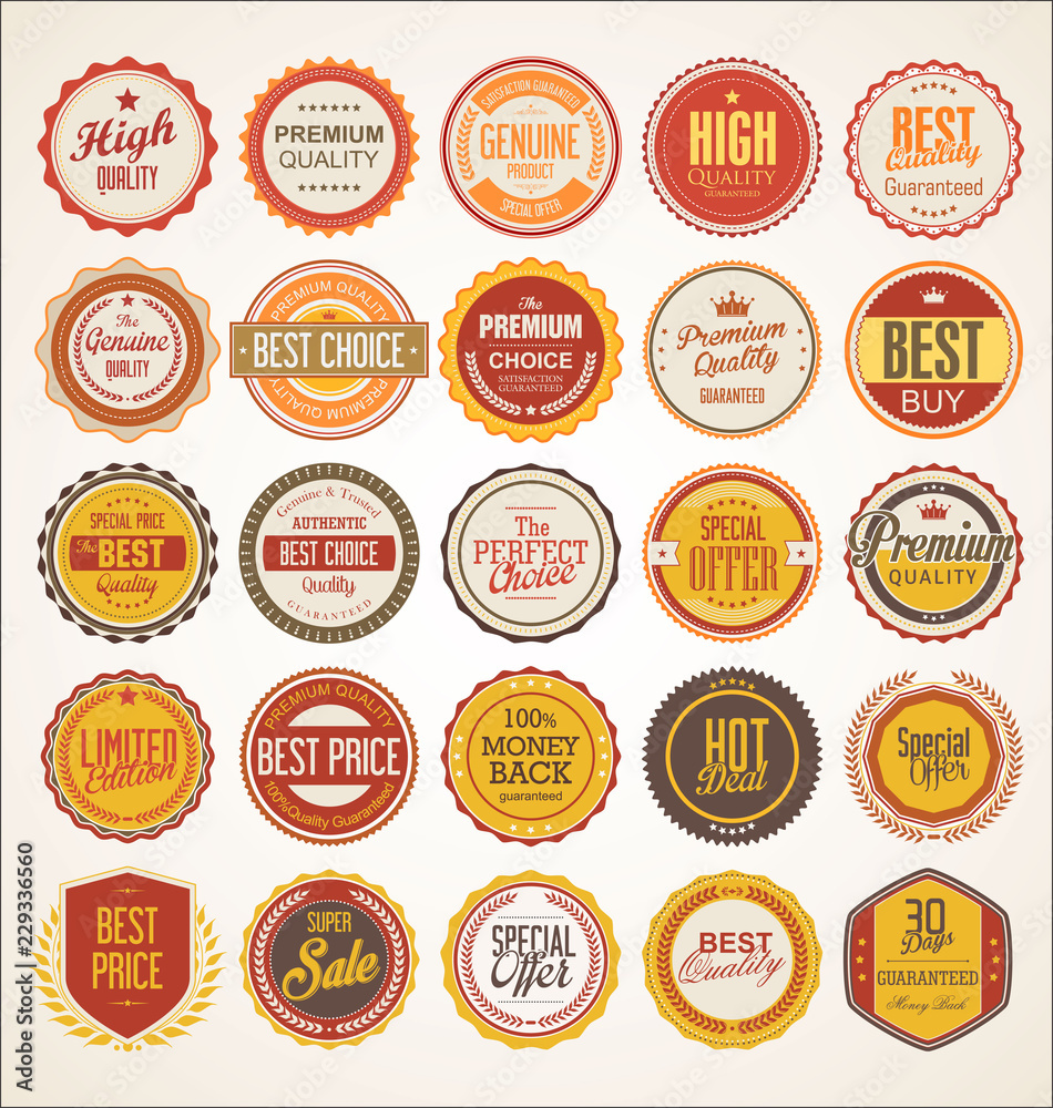 Collection of colorful badge and labels retro design