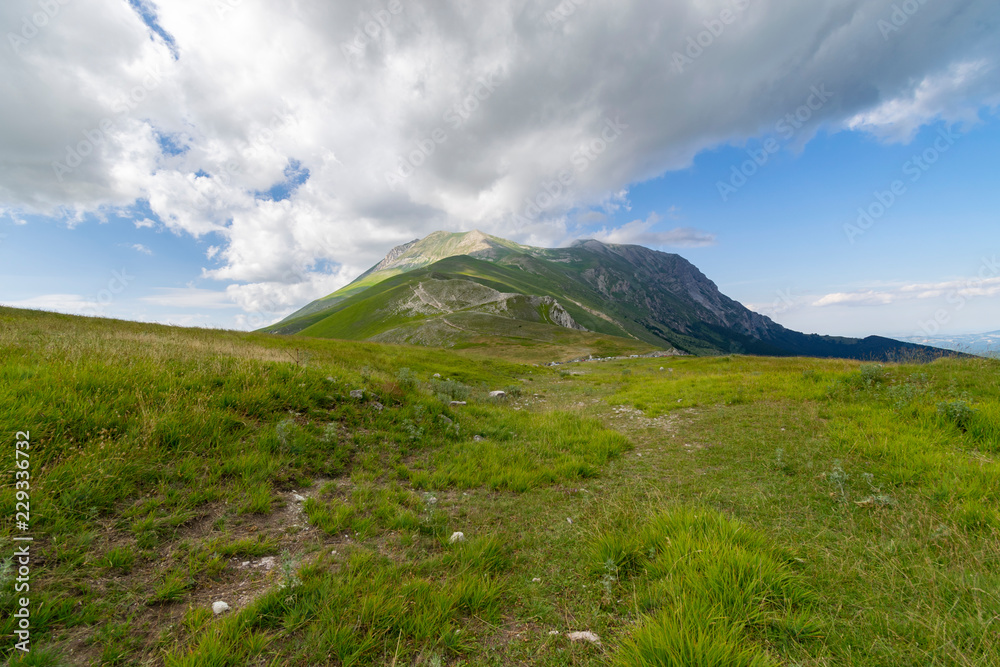 Paesaggio montano con veduta sul Monte Vettore