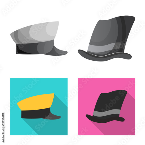 Isolated object of headgear and cap symbol. Collection of headgear and headwear vector icon for stock.