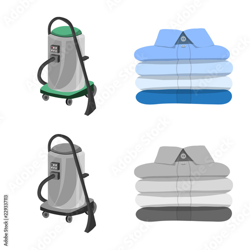 Vector design of laundry and clean symbol. Collection of laundry and clothes stock symbol for web.
