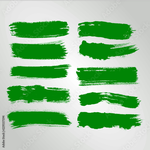 Vector green ink paint brush stroke set Hand drawn grunge decorative brush strokes design element collection isolated Underline circle half and border design