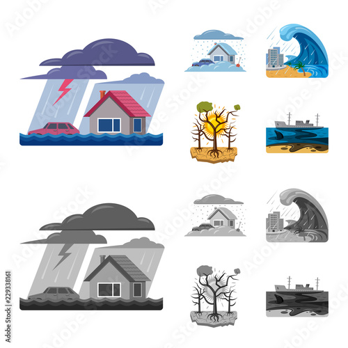 Vector illustration of natural and disaster icon. Collection of natural and risk stock symbol for web.