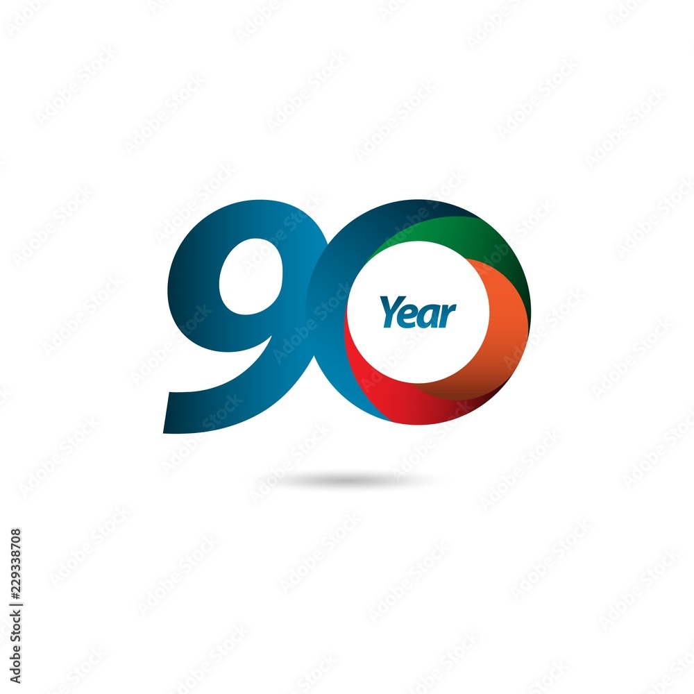 90 Year Anniversary Vector Template Design Illustration